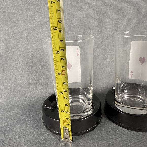 Vintage Mid Century Aces Up Tumblers Ashtray Holders Card Playing Casino - Picture 7 of 10